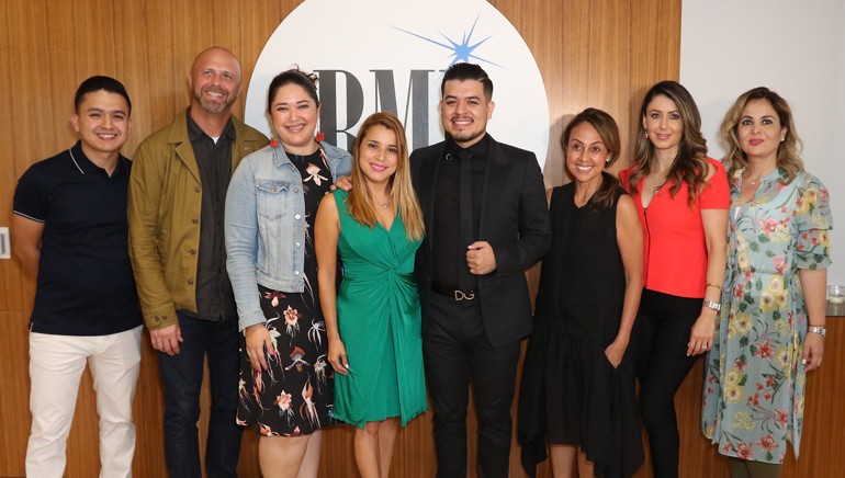 Pictured (L-R) at Noel Torres’ private exclusive listening reception at BMI’s Los Angeles office are: NT Music Records USA team members Jaime Torres, Steve Weatherby, BMI's Krystina DeLuna, NT Music Records USA team member Meyber Santos-Gale, singer/songwriter Noel Torres, BMI's Delia Orjuela, NT Music Records USA team members Cassandra Hernández and Cynthia Vengas.