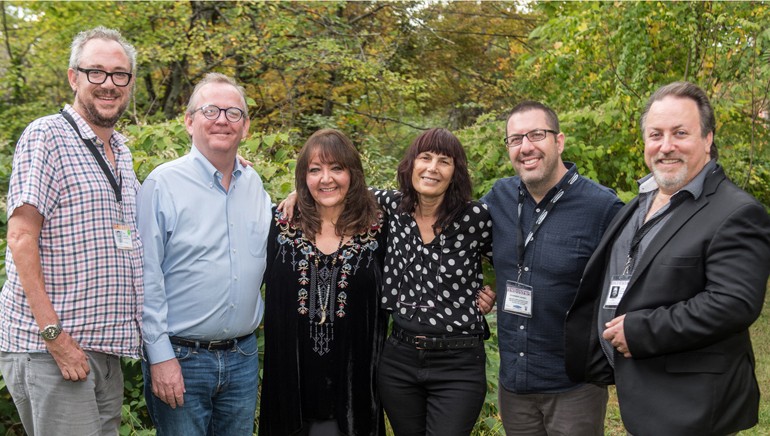 Pictured (L-R) prior to the “Music in Film” panel are: filmmaker Brian Weidling, music editor Christopher Brooks, BMI’s Doreen Ringer-Ross, Woodstock Festival Film founder Meira Blaustein and BMI composer Christopher Lennertz and BMI composer and conductor Lucas Richman.