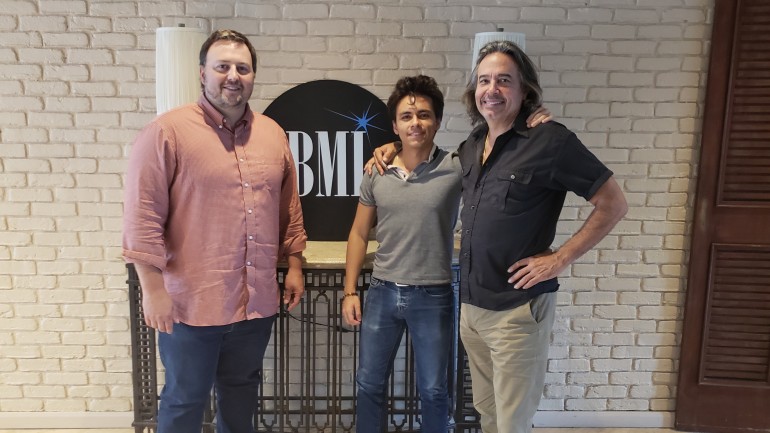 BMI’s Mason Hunter with songwriters Alejandro Sierra and James Slater.