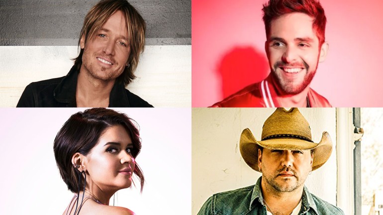 Pictured clockwise from top left are: Keith Urban, Thomas Rhett, Jason Aldean and Maren Morris