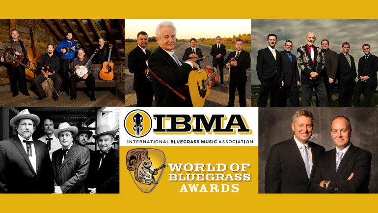 Pictured clockwise from top left are: Balsalm Range, Del McCoury Band, Doyle Lawson & Quicksilver, The Gibson Brothers and The Earls of Leicester