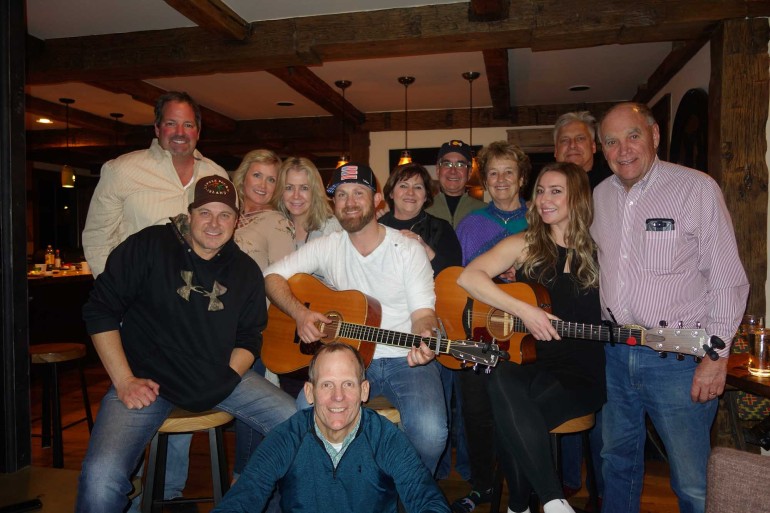 Back row (left to right)- Always Mountain Time Radio owners Pete & Krista Benedetti, Colorado Restaurant Association Membership Director Devany McNeill,  Heart of the Rockies Radio owners Gary & Terri Buchanan,  Three Eagles Communications’ Paula Johnson, Ray Dog Productions President Ray Green, Three Eagles Communications owner Rolland Johnson.
 
Front row – BMI songwriters Shane Minor, Jesse Rice and Kylie Sackley.
 
Kneeling - BMI’s Dan Spears