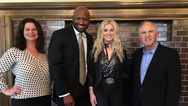 BMI’s Jessica Frost; GRAMMY/Dove/Emmy Award-winning BMI songwriter and producer/program director 102.1 “The Ville,” Shannon Sanders; BMI songwriter Stephanie Quayle; and President and CEO of The Cromwell Group, Bud Walters, gather for a photo before the performance.