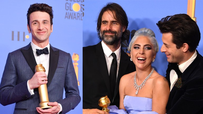 Pictured (L-R) are: Justin Hurwitz, Andrew Wyatt, Lady Gaga and Mark Ronson