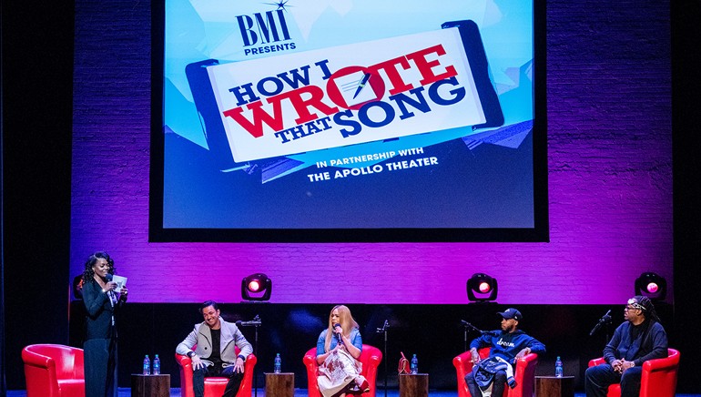 Moderator and BMI’s VP, Creative, Catherine Brewton discusses the creative process with RedOne, Faith Evans, Tory Lanez and Mark Batson during BMI's How I Wrote That Song 2018