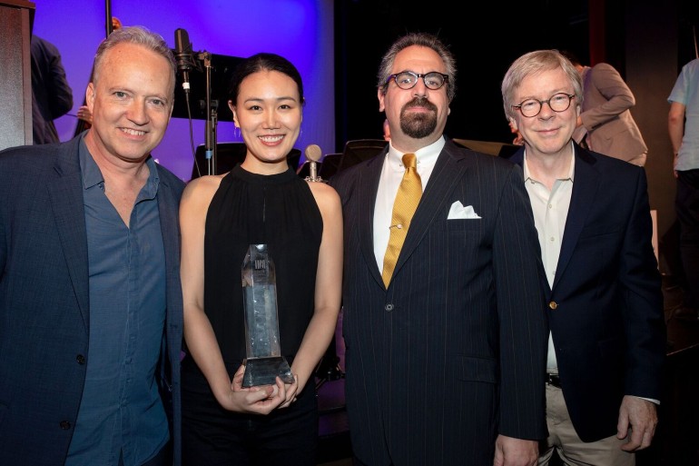 Pictured (L-R) are Jazz Composers Workshop Associate Musical Director Ted Nash, Charlie Parker Prize and Manny Albam Commission winner Jihye Lee, JCW Musical Director Andy Farber, and BMI's Director of Jazz & Musical Theatre, Patrick Cook, at the annual BMI Jazz Composers Workshop competition and concert.
