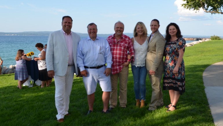 Pictured (L-R) before Kent Blazy’s performance at the Michigan Restaurant Association Board Retreat are: President and General Manager Boyne Highlands Resort and MRA Past Board Chairman Brad Keen, President at Island House Hotel Mackinac Island, Michigan and Current MRA Board Chairman Todd Callewaert, BMI songwriter Kent Blazy and his wife Cyndi, President and CEO of the Michigan Restaurant Association Justin Winslow and BMI’s Jessica Frost.