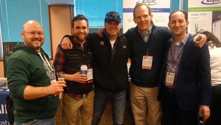 Pictured (L-R) after the music licensing panel at the NE Brewers Summit are: Corner Point Brewing Company co-owner Jeff Tassinari, Maine Brewers Guild Executive Director Sean Sullivan, BMI songwriter Shane Minor, BMI’s Dan Spears and Bernstein Shur attorney, Ari Solotoff.