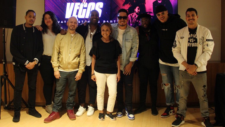 Pictured (L to R): BMI’s Cee Barrett and Krystina DeLuna, BYI’s Lulu Torres, Curtis Austin, BMI’s Delia Orjuela, DJ Yonny, Broadway Williams, Kontraks and Empire Latino’s Alan Hensley.