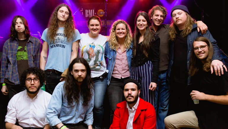 BMI’s Nina Carter and Alt 97.5’s Jessica Kelley pose with Nightingail and Sun Seeker before the show.