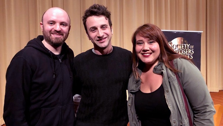 Pictured (L-R) at the screening are BMI’s Philip Shrut, BMI composer Justin Hurwitz, and BMI’s Evelyn Rascon.