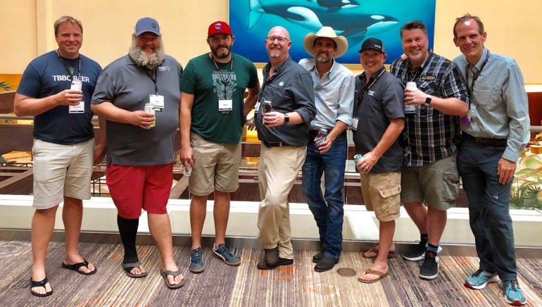 Pictured after the music licensing panel are: Tampa Bay Brewing Company owner/founder David Doble, Proof Brewing Company Regional Sales Director and Florida Brewers Guild Board member Allan Truesdell, Intuition Ale Works owner/founder and FBG Board member Ben Davis, FBG Executive Director Sean Nordquist, BMI songwriter Clint Daniels, Tampa Bay Brewing Company Director of Community Engagement and FBG Board Secretary Mike Dyer, Coppertail Brewing Company owner/founder and FBG Board President Kent Bailey, and BMI’s Dan Spears.