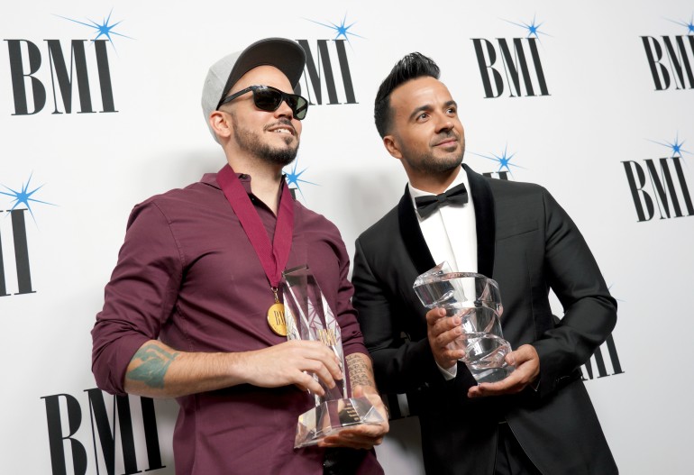 Honorees Residente (L) and Luis Fonsi attend the 25th Annual BMI Latin Awards at Regent Beverly Wilshire Hotel on March 20, 2018 in Beverly Hills, California.
