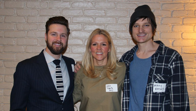 David Smith of Pinnacle Bank, BMI’s Leslie Roberts and Next Big Wave alum Mikey Reaves gather for a photo before the first session of BMI’s Next Big Wave series.