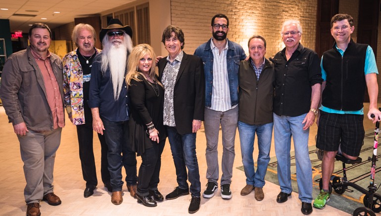 BMI’s Mason Hunter, Duane Allen, William Lee Golden, 95.5 NASH Icon’s Lisa Manning, Richard Sterban, BMI’s Branden Bosler, BMI’s Jody Williams, Joe Bonsall and Lightning Rod Records’ Logan Rogers celebrate a successful show.