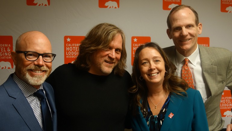 Pictured (L-R) after Chas Sandford’s performance at the California Hotel and Lodging Association’s winter board meeting are: CH&LA President and CEO Lynn Mohrfeld, BMI songwriter Chas Sandford, CH&LA Senior Vice President Jennifer Flohr, and BMI’s Dan Spears.