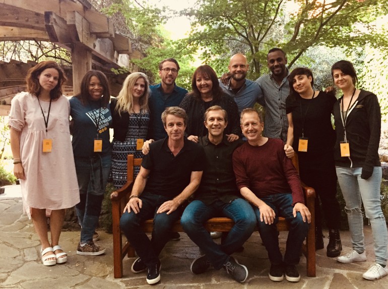 Pictured (L-R back row) are: Anna Drubich, Dara Taylor Christy Carew, Bill Laurance, Doreen Ringer Ross, Rasmus Zwicki, Carlos Simon, Carla Patullo, and Amit May Cohen. (Front row): Harry Gregson-Williams, Skywalker Sound’s Josh Lowden and Peter Golub.