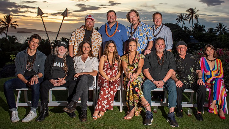 Top Row (L-R): Bobby Pinson, Sirius XM The Highway's Storme Warren, Luke Dick and Tim Nichols. Bottom Row (L-R): Kevin Griffin, Willie Nelson, Lukas Nelson, Maren Morris, Miranda Lambert, Bob DiPiero, Mike Post and Lily Meola.