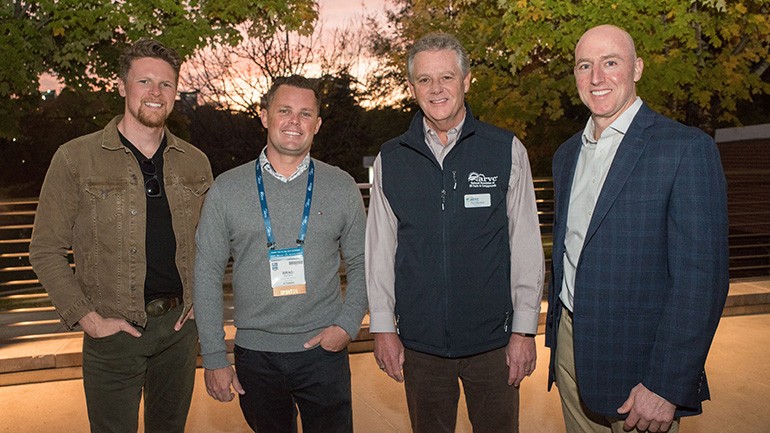 Pictured (L-R) before BMI singer-songwriter Josh Martin took the stage are Josh Martin, Newbook Founder Brad Illich, ARVC President & CEO Paul Bambei and BMI’s Jack Flynn.