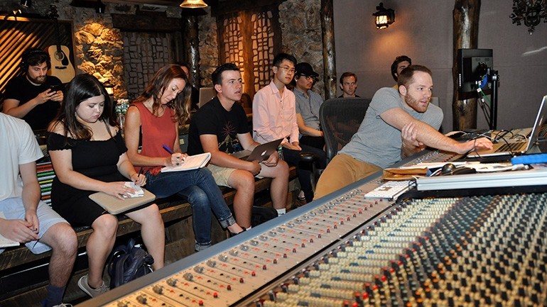 Participants of Song Arts Academy & BerkleeNYC learn contemporary studio production techniques in the new two-day pop music production seminar, “Making Awesome Tracks III.”