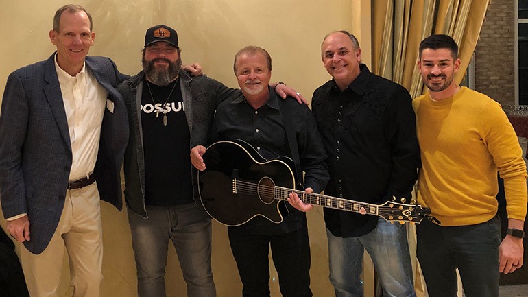 Pictured (L-R) before Whiskey, Wine & Writers in Wilmington, DE are: BMI’s Dan Spears, BMI songwriters  Dave Fenley and Frank Myers, WJBR FM Program Director Johnny Baublis, and Beasley Media Group-Wilmington Vice President/Market Manager AJ Lurie.