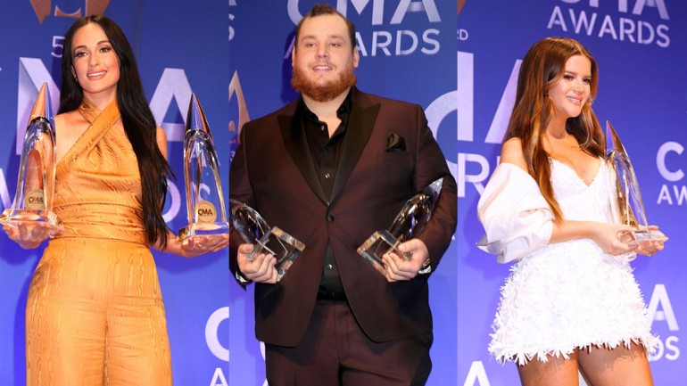 Pictured (L-R) are BMI songwriters Kacey Musgraves, Luke Combs and Maren Morris