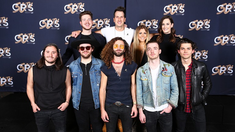 Pictured (L-R back row): BMI’s Josh Tomlinson, BMI songwriters Russell Dickerson and Lindsay Ell, and BMI’s MaryAnn Keen. (Front Row): country band LANCO.