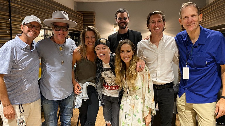 Pictured (L-R) before BMI songwriter Ed Roland’s performance at the DTSP Songwriters Festival are: Cox Media Group-Tampa VP/Market Manager Keith Lawless, BMI songwriter and Collective Soul lead singer Ed Roland, Jo Van Niekerk, BMI songwriter Sonia Leigh, Collective Soul’s Jesse Triplett, BMI songwriter Parker Welling and BMI’s Spencer Nohe and Dan Spears.
