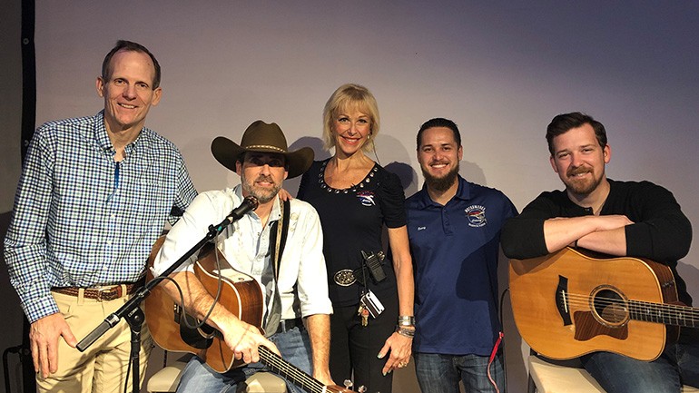 Pictured (L-R) before the BMI/Florida Brewers Guild Nashville Songwriters Showcase at Motorworks Brewery in Bradenton, FL are: BMI’s Dan Spears, BMI songwriter Clint Daniels, Motorworks Brewing owner Denise Tschida, Motorworks Brewing Director of Sales & Marketing Barry Elwonger and BMI songwriter Brian Sutherland.