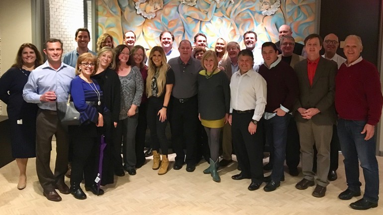 After her performance, BMI singer-songwriter Lindsay Ell gathered with BMI team members Teresa Stafford-Scherer and Spencer Nohe for a photo with the IPMA board.