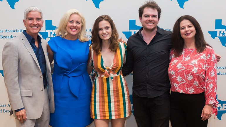 Pictured (L-R) before Jane Ellen Bryant’s performance are: TAB President Oscar Rodriguez, TAB Board Chairman and Entercom Houston’s SVP and Market Manager Sarah Frazier, BMI singer-songwriter Jane Ellen Bryant, guitarist Brian Patterson and BMI’s Jessica Frost.
