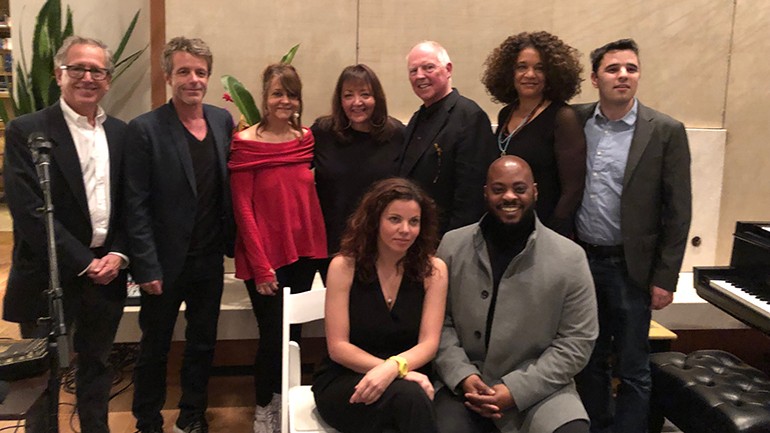 Pictured at the K17/Sundance Institute Film Music Program concert are: BMI composers Peter Golub and Harry Gregson Williams, Tracy McKnight, BMI’s Doreen Ringer-Ross, and BMI composers George S. Clinton, Kathryn Bostic, and Bijan Olia. Seated are BMI composers: Anna Drubich and Jongnic Bontemps.