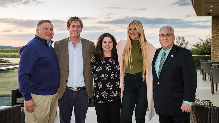 (L-R) before Julia Cole’s performance are: LRA President & CEO Stan Harris, Dickie Brennan & Company’s Geordie Brower, BMI’s Jessica Frost, BMI singer-songwriter Julia Cole and Acme Management Groups Chief Executive Officer and 2019 LRA Board Chair Paul Rotner.