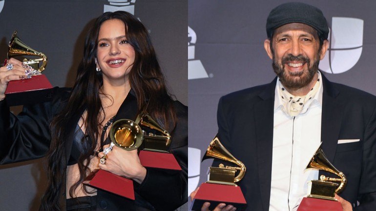 Rosalía (SGAE) and Juan Luis Guerra at the 2019 Latin GRAMMY Awards in Las Vegas