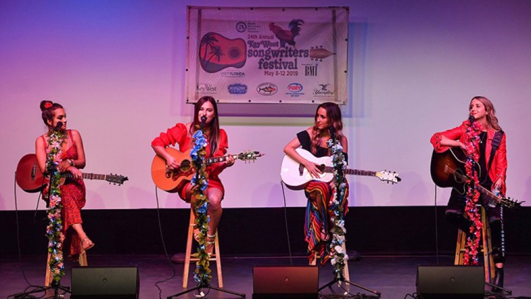 Pictured are: Lauren Mascitti, Madison Kozak, Parker Welling, and Kaylee Bell during the 2019 Key West Songwriters Festival.