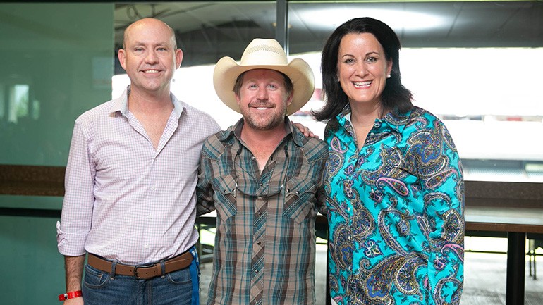 Pictured (L-R) before Kyle Park took the stage are: BMI’s Mitch Ballard, BMI songwriter Kyle Park and TRA CEO Emily Williams Knight, Ed.D.