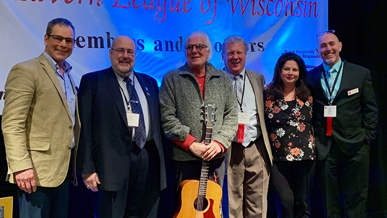 Pictured (L-R) after the presentation are: ASCAP’s Senior Vice President, Licensing, John Johnson; TLW’s Board President and owner of The Village Supper Club, Chris Marsicano; ASCAP member, Tony Battaglia; TLW’s Executive Director, Pete Madland; BMI’s Jessica Frost; and TLW’s Past Board President and owner of Wishing Well, Terry Harvath.