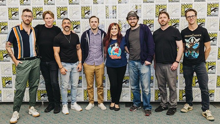 Pictured (L-R) at BMI and White Bear PR’s “The Character of Music” Panel 2019 are: White Bear PR’s Chandler Poling, BMI composer Tyler Bates (Cirque Du Soleil’s “R.U.N.”), Director Michael Schwandt (Cirque Du Soleil’s “R.U.N.”), Director Matt Nava (“Abzu”), BMI’s Anne Cecere, composer Austin Wintory (“Abzu”), co-creator Aaron Ehasz (Netflix’s ”The Dragon Prince”) and BMI composer Frederik Wiedmann (Netflix’s “The Dragon Prince.”) 