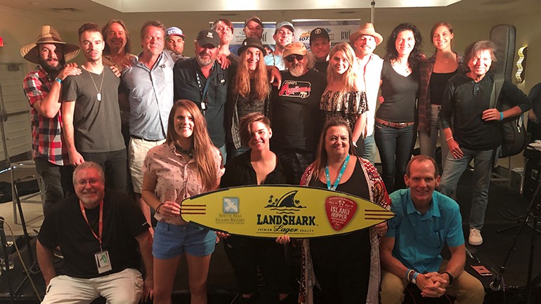BMI songwriters gather for a team photo at the annual Island Hopper Songwriter Fest VIP reception, hosted by South Seas Plantation on Captiva Island.