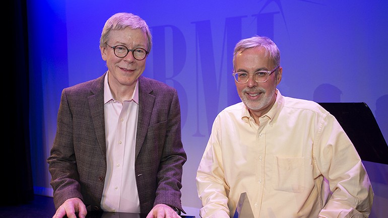 Patrick Cook, BMI’s Senior Director of Jazz & Musical Theatre and Frederick Freyer, Workshop Administrator are all smiles before the Lehman Engel Musical Theatre Workshop Showcase begins.