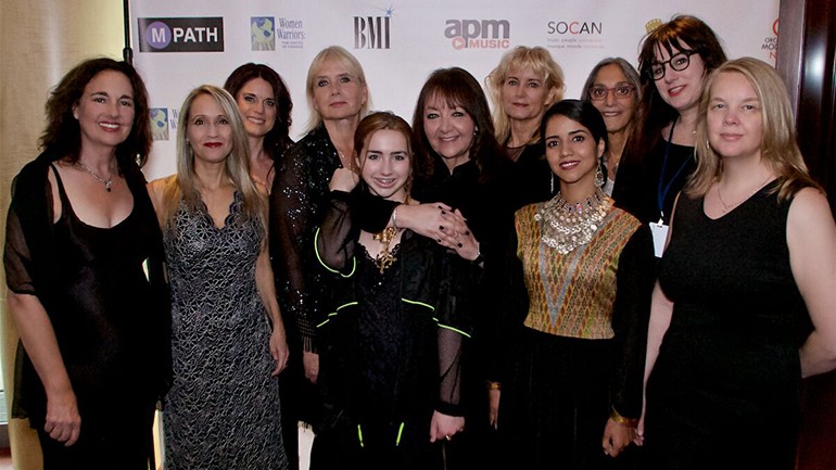 Pictured at the event are Starr Parodi, Sharon Farber, Nathalie Bonin, Lolita Ritmanis, Isolde Fair, BMI’s Doreen Ringer-Ross, Amy Andersson, Sonita Alizadeh, Miriam Cutler, Mandy Hoffman and Catherine Joy.