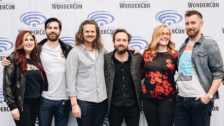 Pictured (L-R) BMI’s Anne Cecere alongside Taylor Newton Stewart and Andy Grush  (The Newton Brothers), and BMI affiliates Will Bates and Ronit Kirchman, next to White Bear PR’s Chandler Poling at WonderCon on March 29, 2019 in Anaheim, CA.