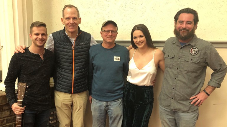 Pictured (L-R) after BMI songwriter Hannah Ellis’ performance at the 2020 Kentucky Guild of Brewers Conference are: guitarist Kevin Monahan, BMI’s Dan Spears, Gordon Biersch-Louisville General Manager and KGB Board Chair Jason Smith, BMI songwriter Hannah Ellis,  and KGB Executive Director Derek Selznick.