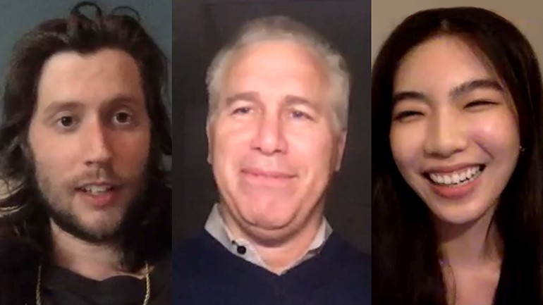 Pictured (L-R) are award-winning BMI composer Ludwig Göransson, BMI Executive Vice President Mike Steinberg and scholarship recipient Xiyue “Diana” Lizhao