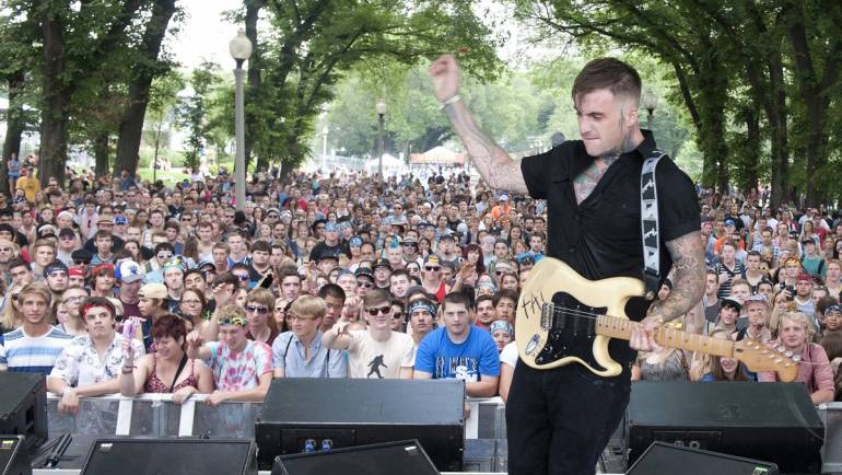 Johnny Stevens of Highly Suspect performs on the BMI stage at Lollapalooza on August 1, 2014 in Chicago.