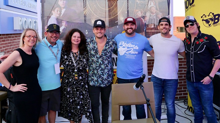 Pictured (L-R) are River House Artist Manager Alicia Jones, Federated Media’s Chief Strategy Officer & Director of Programming James Derby, BMI’s Jessica Frost, BMI singer-songwriters Levi Hummon, Matt Chase and Chris Rogers of the duo Southerland, and Stephen Wilson, Jr.
