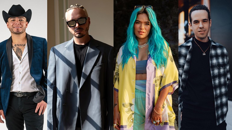 L-R: Lenin Ramírez, J Balvin, Karol G, Edgar Barrera