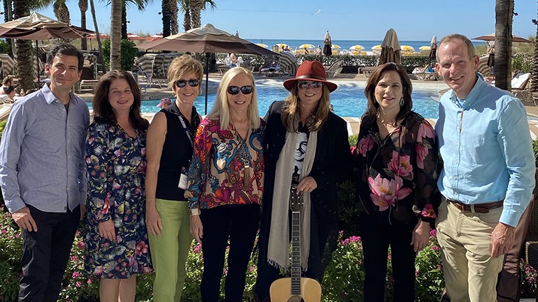 Pictured (L-R) after BMI songwriter Bridgette Tatum’s performance at the CSRA Fall Meeting in Clearwater Beach are BMI’s David Levin and Jessica Frost, South Carolina Restaurant & Lodging Association CEO Susan Cohen, Florida Restaurant & Lodging Association CEO Carol Dover, BMI songwriter Bridgette Tatum, Colorado Restaurant Association CEO and CSRA Board Chair Sonia Riggs, and BMI’s Dan Spears.