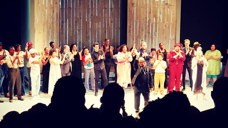 Pictured during the long-standing ovation for “Fire Shut Up in My Bones” at the World Premiere with Opera Theatre of Saint Louis is award-winning BMI composer Terence Blanchard with cast members.