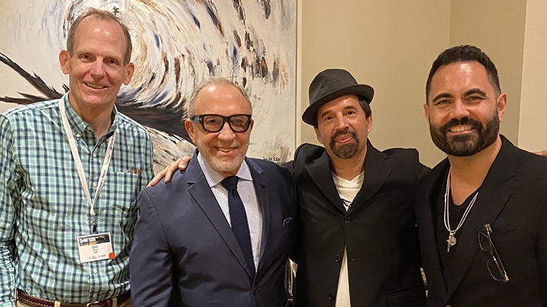 Pictured (L-R) before BMI songwriter Emilo Estefan was honored at the Hispanic Radio Conference are BMI’s Dan Spears, BMI songwriters Emilio Estefan and and Elsten Torres, and iHeartLatino President & Chief Creative Officer Enrique Santos.